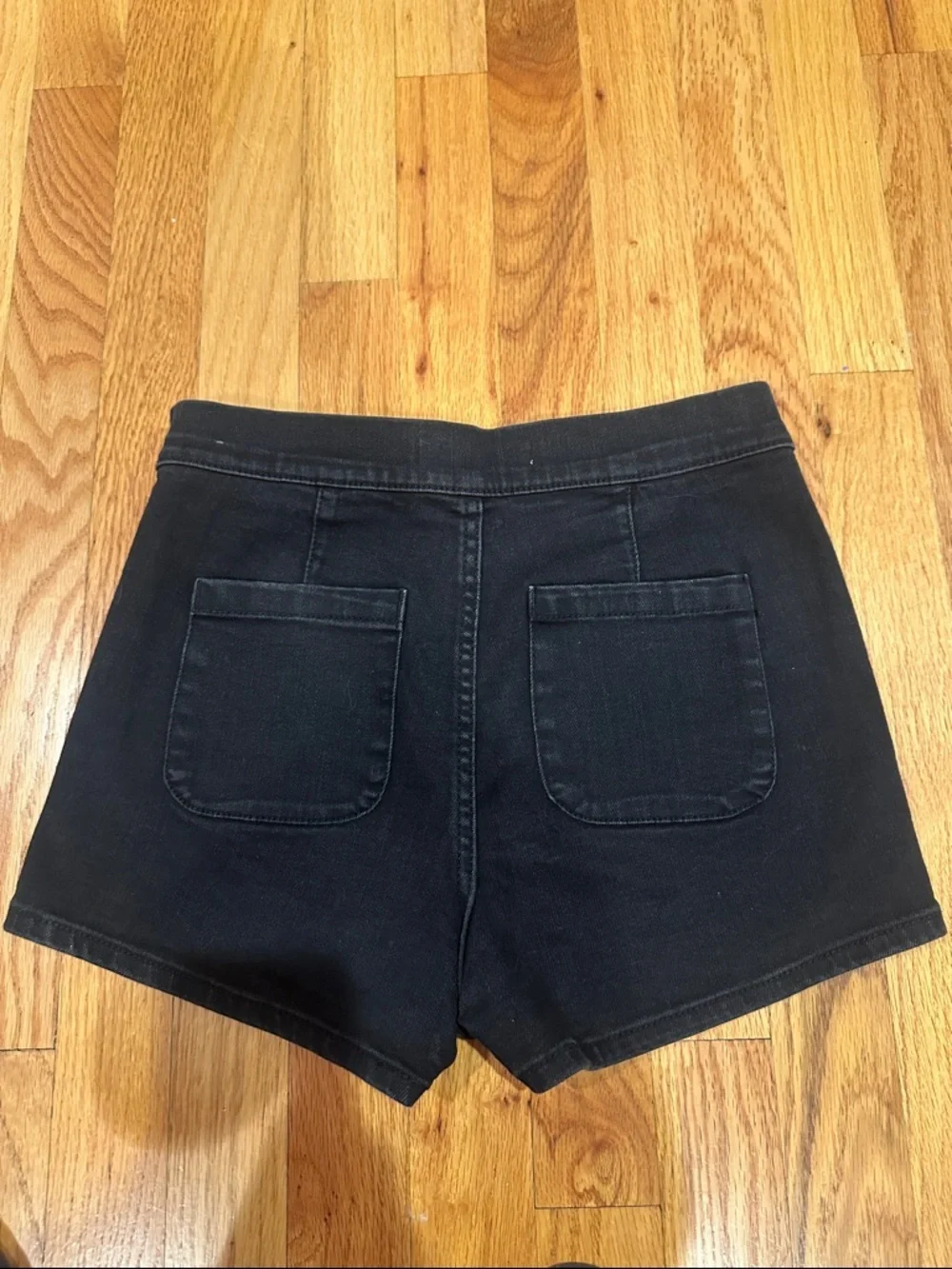 Abercrombie & Fitch Black High-Rise Denim Shorts with Front Pockets